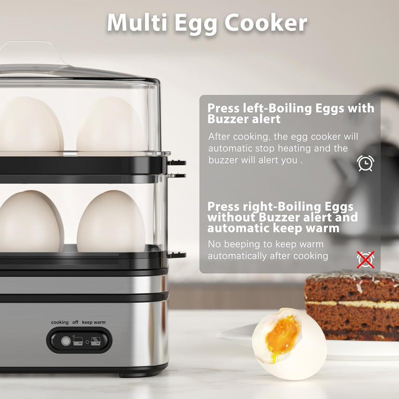 evoloop Rapid Egg Cooker Electric 12 Eggs Capacity, Soft, Medium, Hard Boiled, Poached, Omelet Maker Egg Poacher & Vegetable Steamer, BPA Free Tray - Image 3